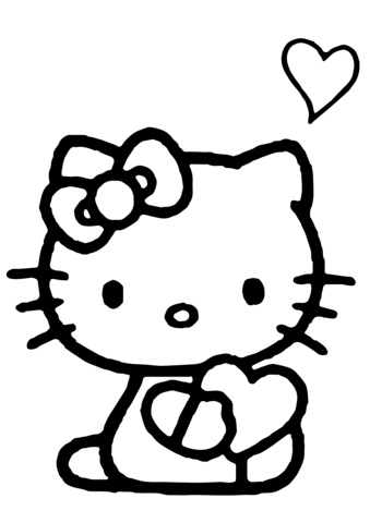 Hello Kitty with a Heart coloring page